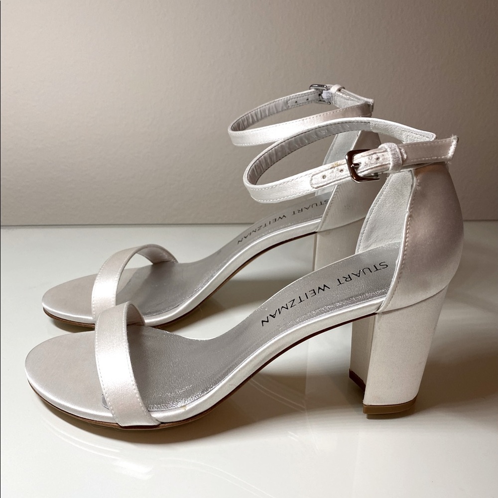 Stuart Weitzman Nearly Nude White Satin